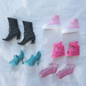 5 Pair Barbie Style Doll Shoes Boots Heels Flats Ballet